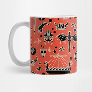 Viking Nordic Pattern for Children on Red Mug